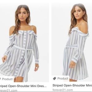 NWOT Forever 21 Striped Open-Shoulder Mini Dress